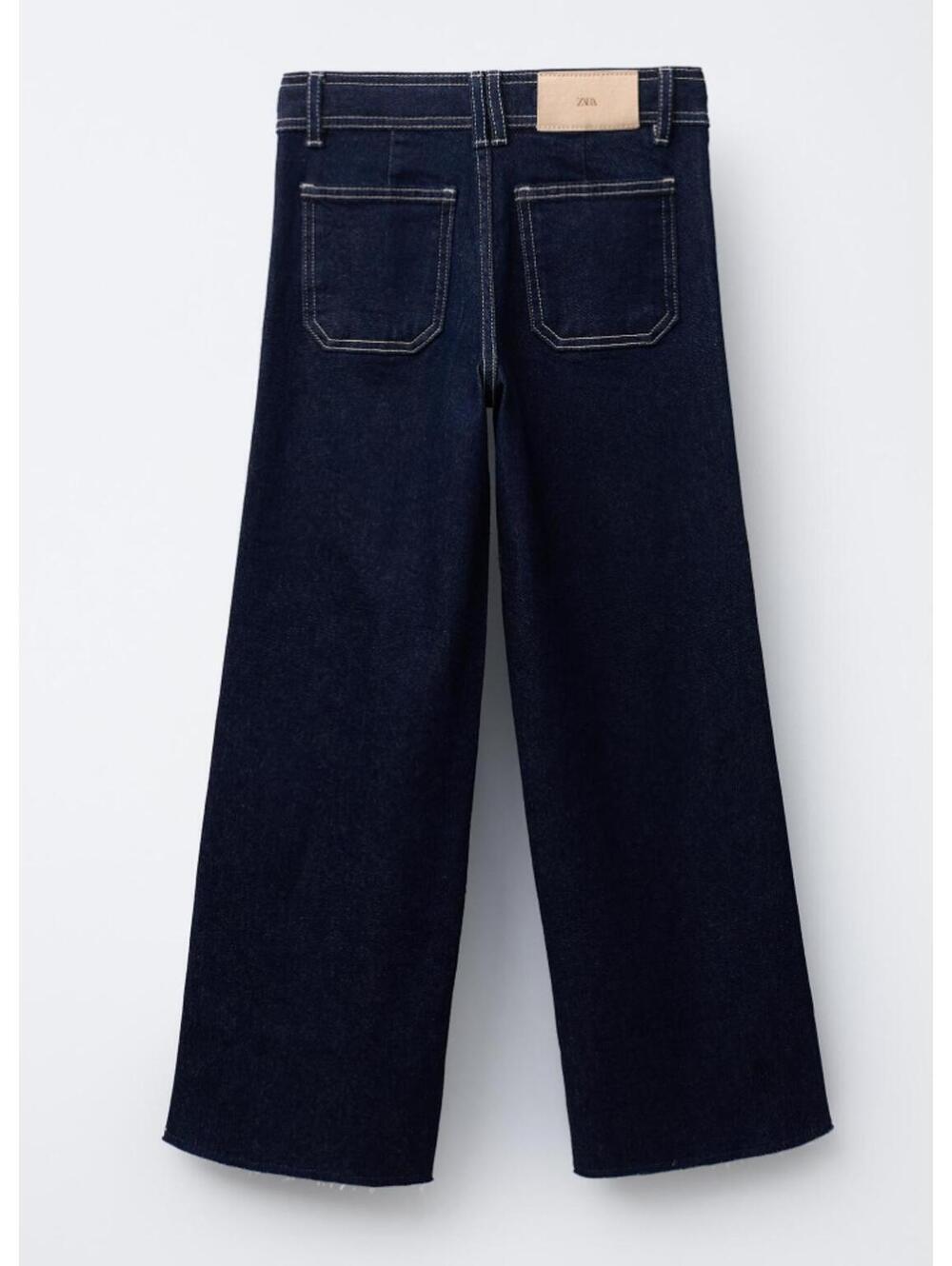 ZARA Marine Straight Dark Wash Wide Leg Jeans - Size 14 NWOT - Picture 2 of 5